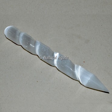 Spiral One Sided Pointed Selenite Wand