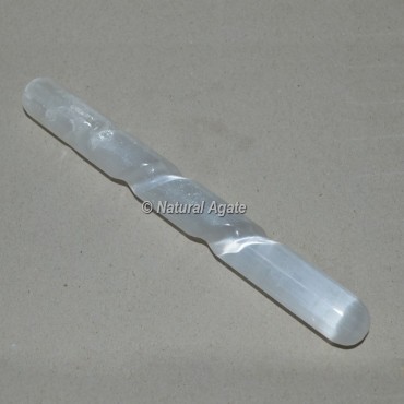 Spiral With Both Side Smooth Selenite Wand