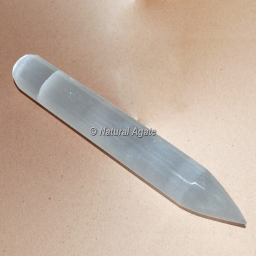 One Side Sharp Pointed Smooth Selenite Wand