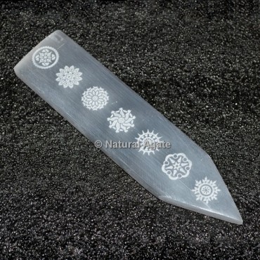 Selenite Seven Chakra Healing Wand