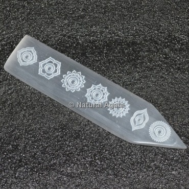 Selenite Seven Chakra Power Wand