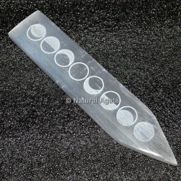 Phases Of Moon Selenite Healing Wand