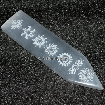 Beautiful Seven Chakra Symbols Engraved Wand