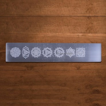Engraved 7 Chakra Selenite Charging Plate Ruler