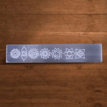 Engraved Seven Chakra Selenite Charging Plate