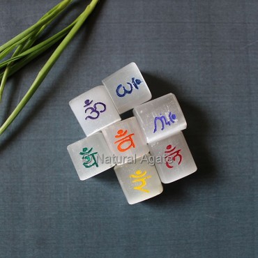 Sanskrit Letters Engraved Selenite Stones