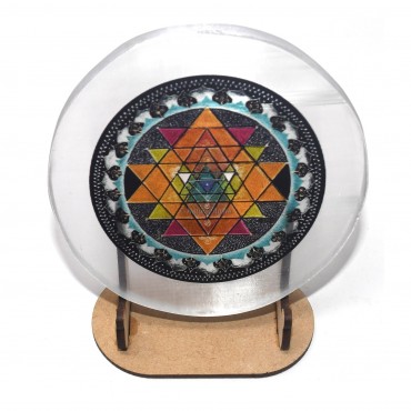 Printed Sacred Triangles Selenite Coaster