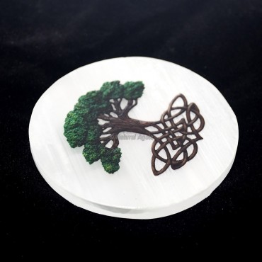 Printed Tree of Life Selenite Coaster