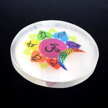 Printed Seven Chakra Letter Selenite Coaster