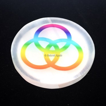 Printed Seed Of Life Selenite Coaster