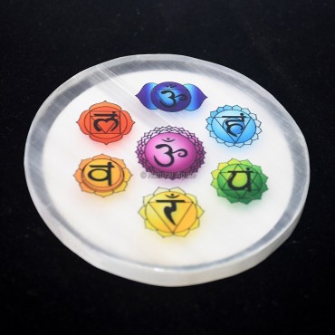 Printed Seven Chakra Selenite Coaster