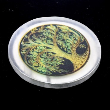 Printed Tree Selenite Coaster Plate