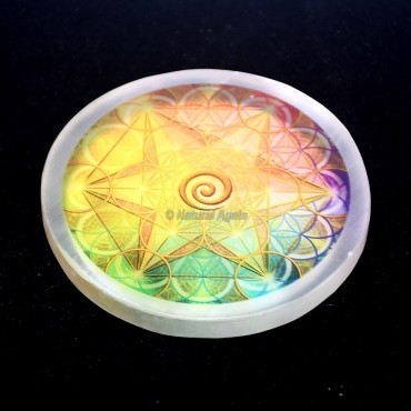 Beautiful Colorful Printed Selenite Coaster