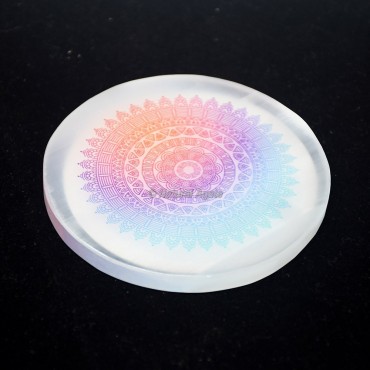 Mandala Printed Selenite Coaster