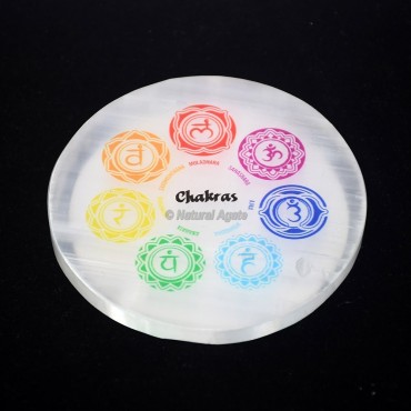 Printed Chakras Selenite Coaster