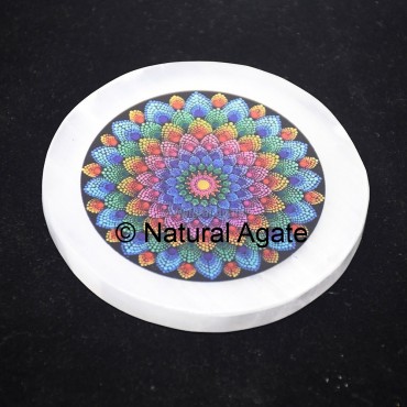 Printed Mandala Selenite Coaster
