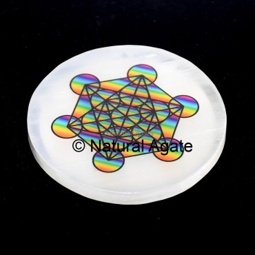 Metatron Cube Printed Selenite Coaster