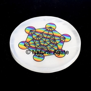 Metatron Cube Printed Selenite Coaster