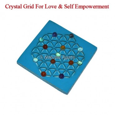 Turquoise With Healing Crystals Grid Love And Self Empowerment