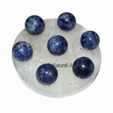 David Star 7 Ball Sodalite with Crystal Quartz Bas