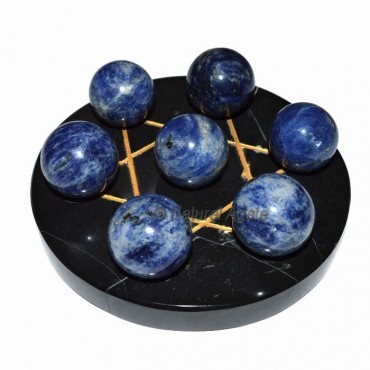 Seven Ball of Sodalite with Black Base David Star