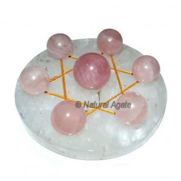 7 ball of Rose Quartz with Crystal Quartz Base