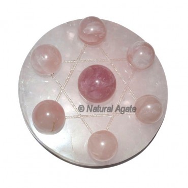 Rose Quartz 7 Ball with Rose Quartz Base David Sta