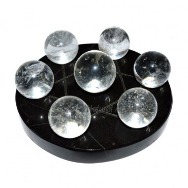 Crystal Quartz 7 Ball with Black David Star