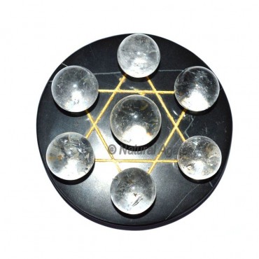 Crystal Quartz 7 Ball with Black David Star base