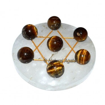 Engraved David Star 7 Ball of Tiger Eye