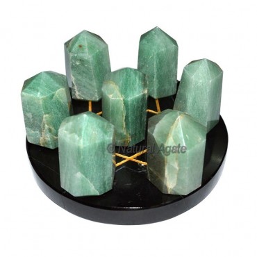 Green Aventurine 7 Point on Black Agate David Star