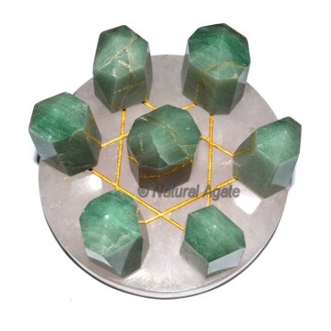 Green Aventurine 7 Point on Black Agate David Star