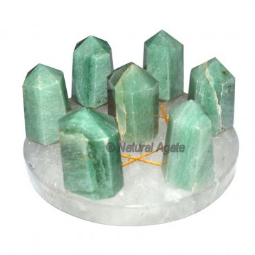 Green Aventurine 7 Point on Crystal Quartz Base