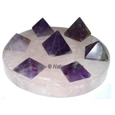 7 Amethyst Pyramids with Rose Quartz David Star Ba