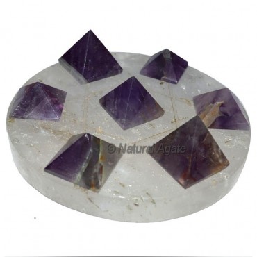 7 Amethyst Pyramids with Crystal Quartz David Star