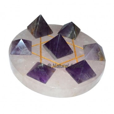 7 Amethyst Pyramids with Rose Quartz David Star ba