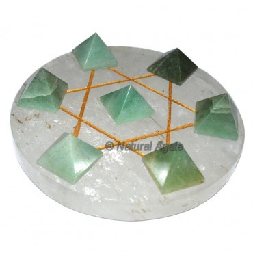 7 Green Aventurine Pyramids with Crystal David Sta