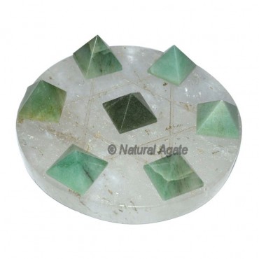 7 Green Aventurine Pyramids with Crystal Quartz Da