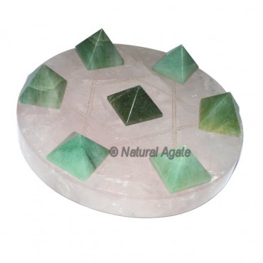 seven Green Aventurine Pyramidw with Rose Quartz B