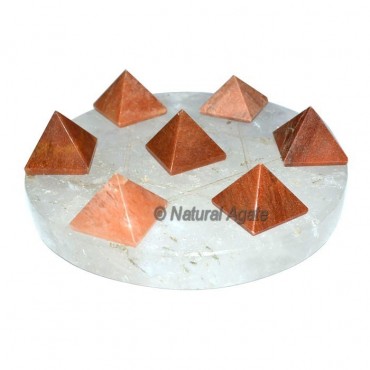 7 Peach Aventurine Pyramids with Crystal David Sta