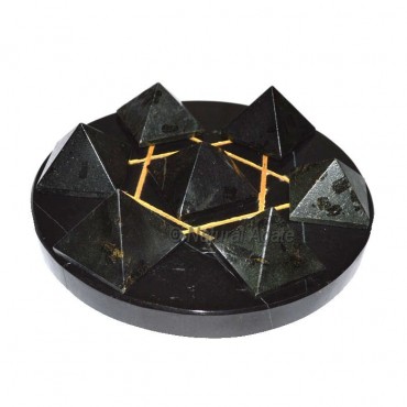 David Star 7 Black Tourmaline Pyramids with Gold D