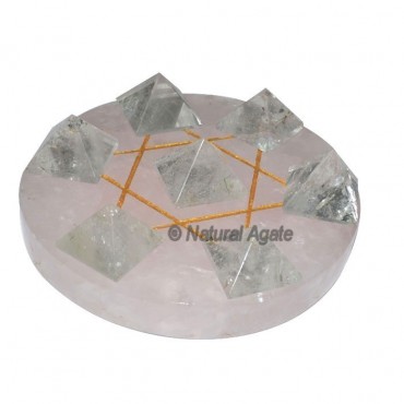 David Star 7 Crystal Pyramids with Rose David Base