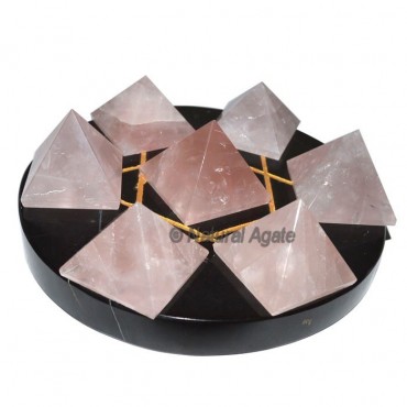 Rose Quartz 7 Pyramids with Black David Star Base