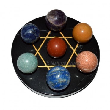 David Star 7 Chakra Ball with Balck Base