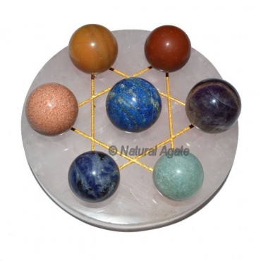 David Star 7 chakra Ball with Rose Base