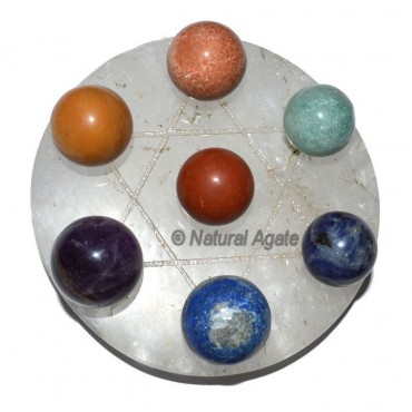 7 chakra Ball with Crystal Quartz David Star Base