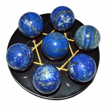 7 Lapis Ball with Black Gold David Star Base