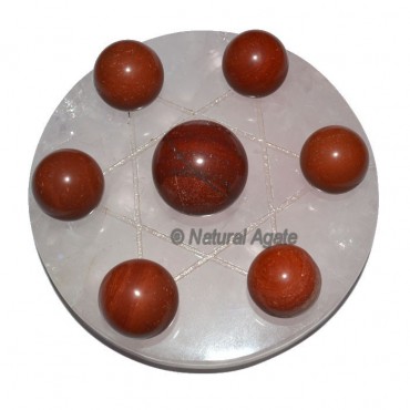 7 Red Jasper Ball with Rose David Star Base