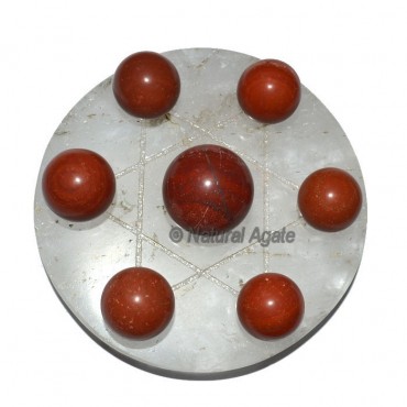 7 Red Jasper Ball with Crystal David Star Base