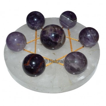 7 Amethyst Ball with Crystal Gold David Star Base